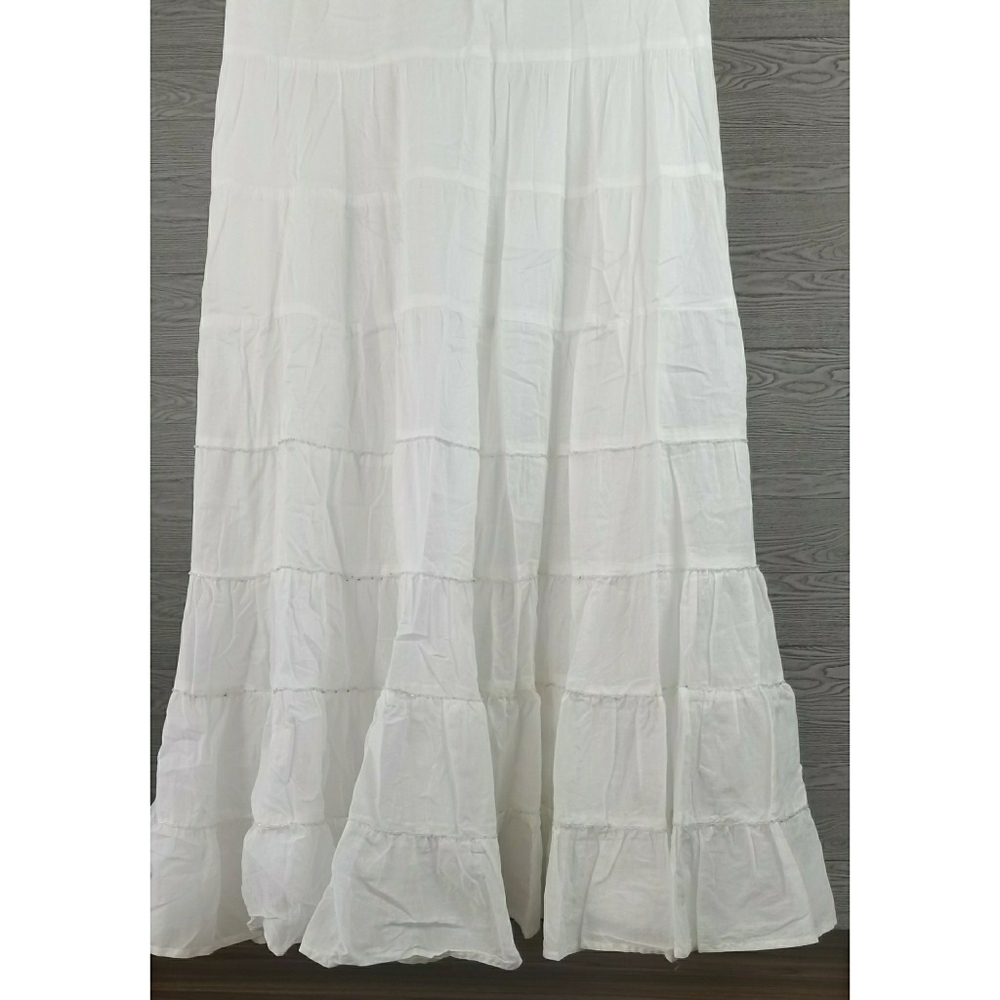 CYNTHIA VINCENT // boho peasant silver beaded tiered maxi skirt - Picture 11 of 16
